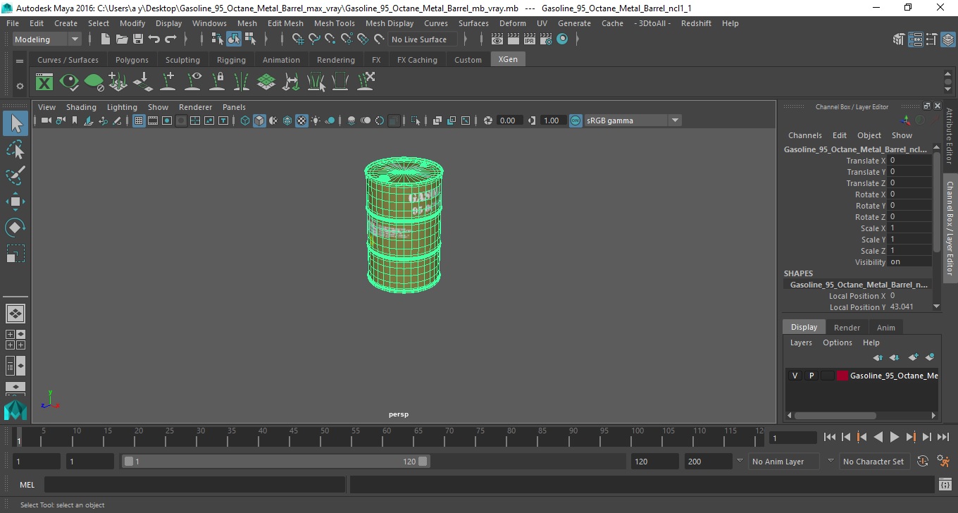 3D Gasoline 95 Octane Metal Barrel