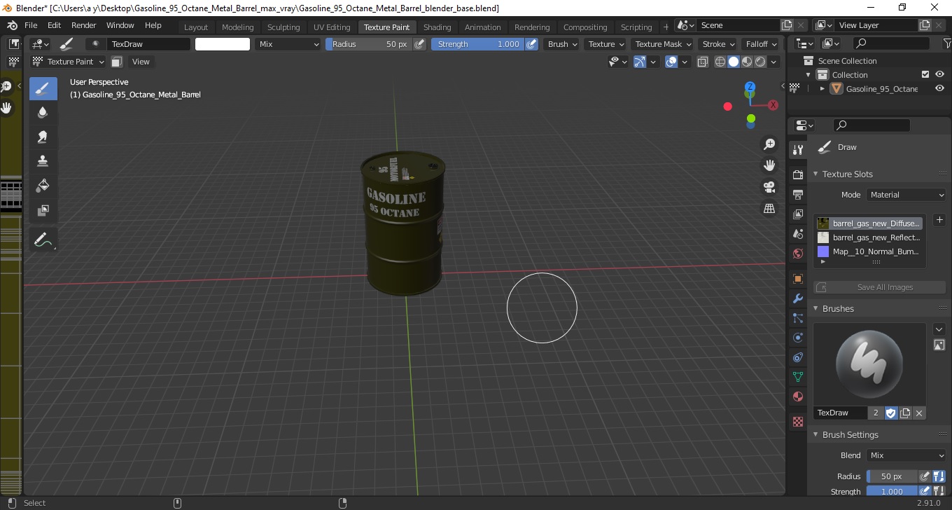 3D Gasoline 95 Octane Metal Barrel