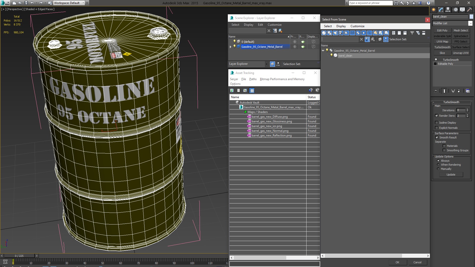 3D Gasoline 95 Octane Metal Barrel