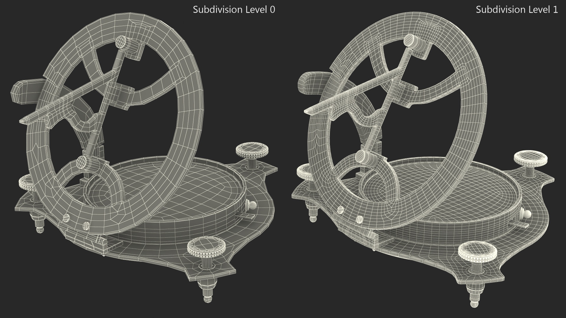 3D model Opened Aged Vintage Compass with Sundial