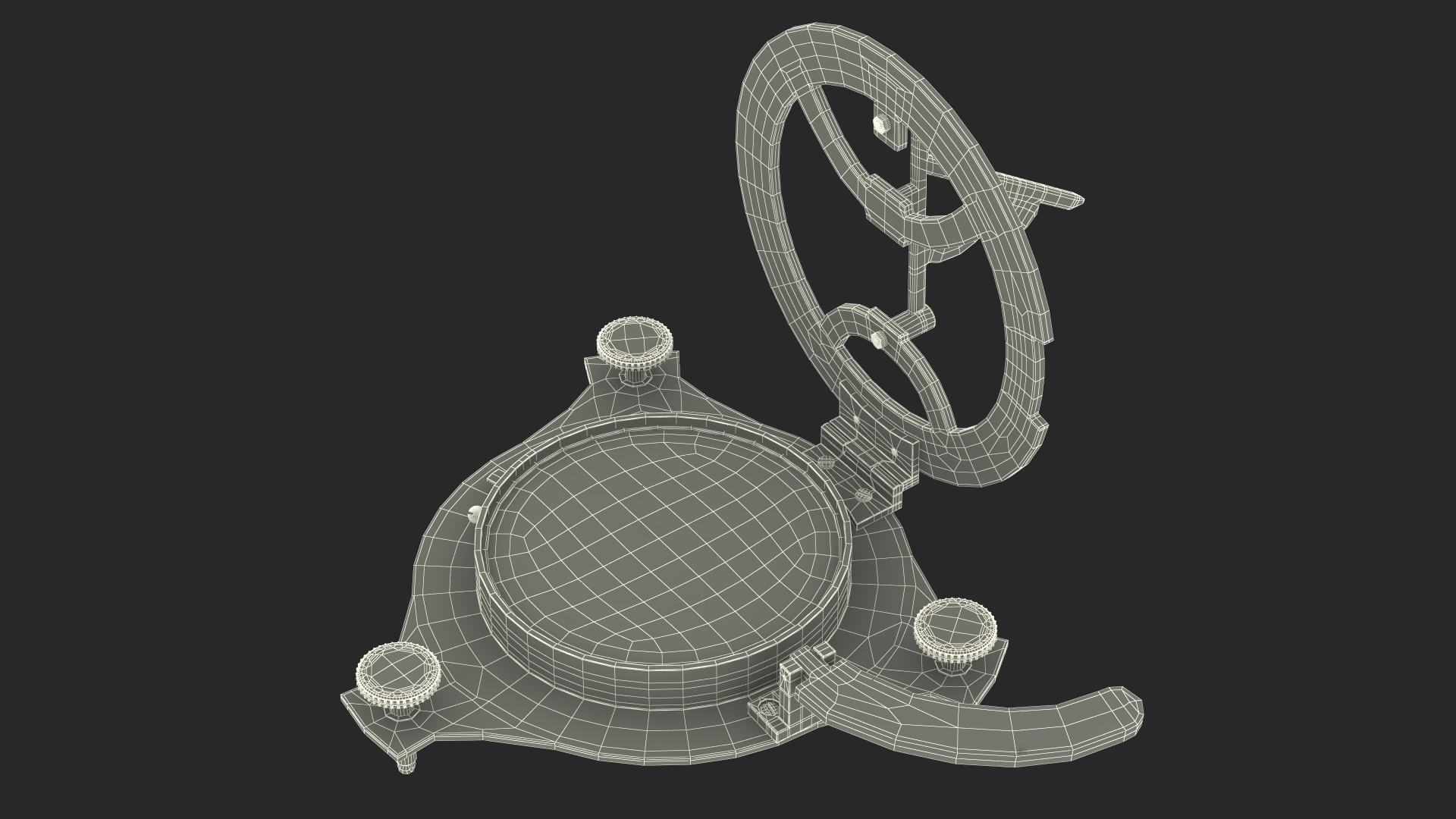 3D model Opened Aged Vintage Compass with Sundial