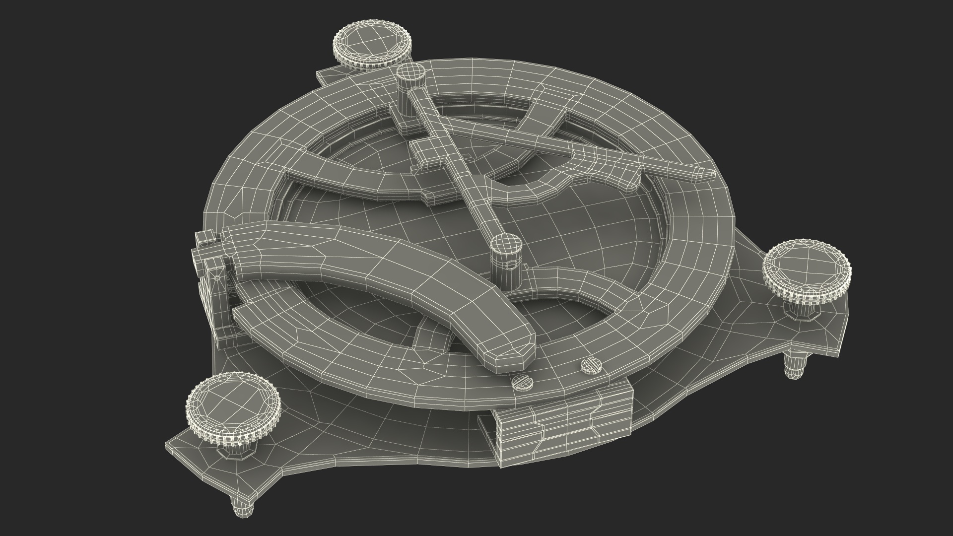 3D model Opened Aged Vintage Compass with Sundial