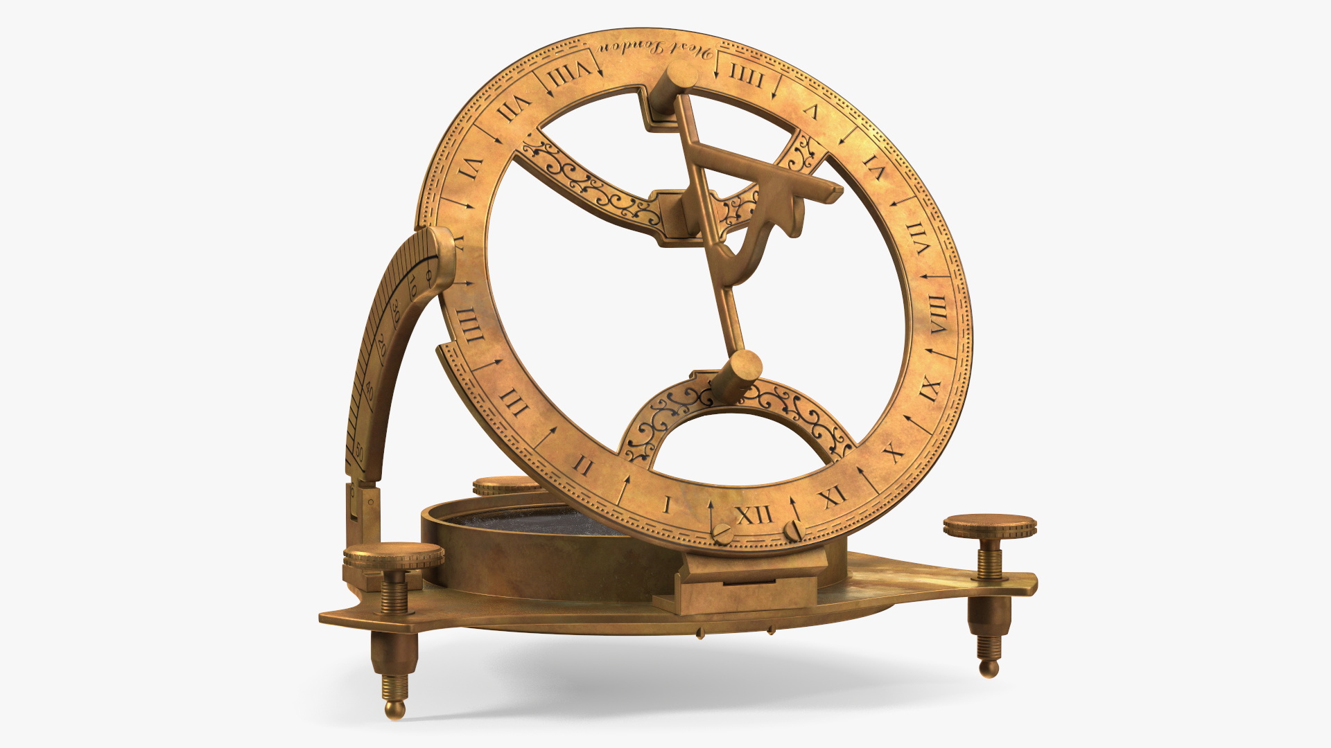 3D model Opened Aged Vintage Compass with Sundial