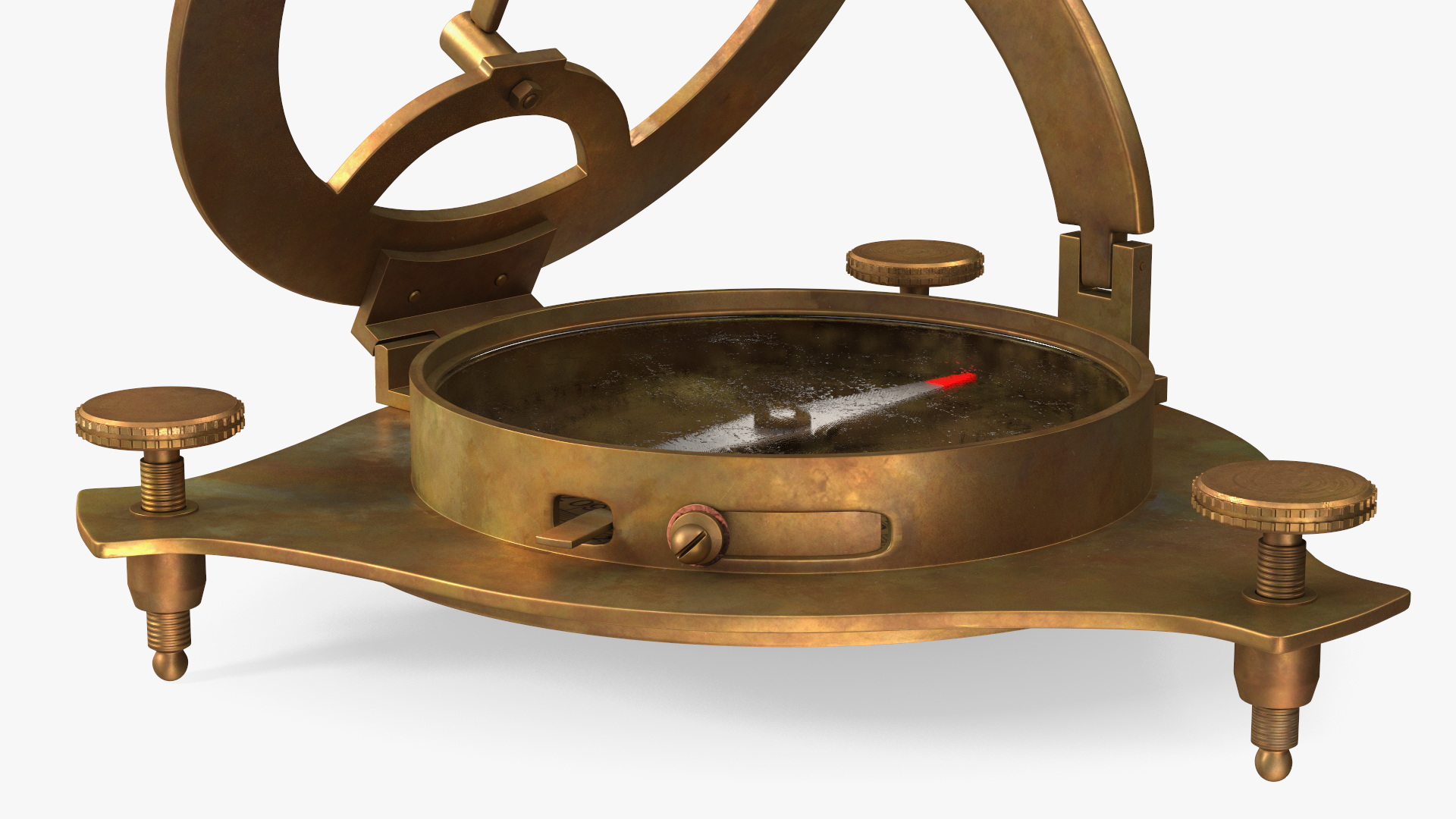 3D model Opened Aged Vintage Compass with Sundial