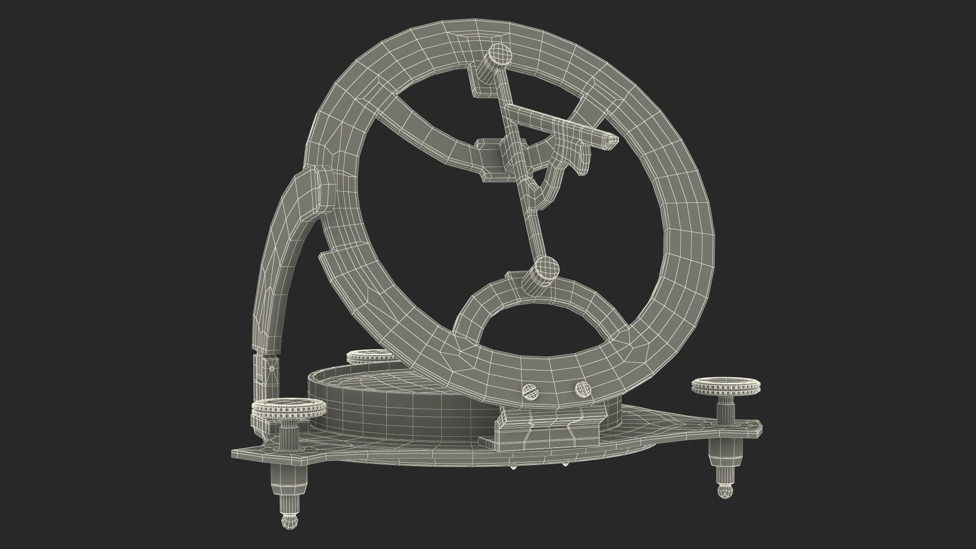 3D model Opened Aged Vintage Compass with Sundial