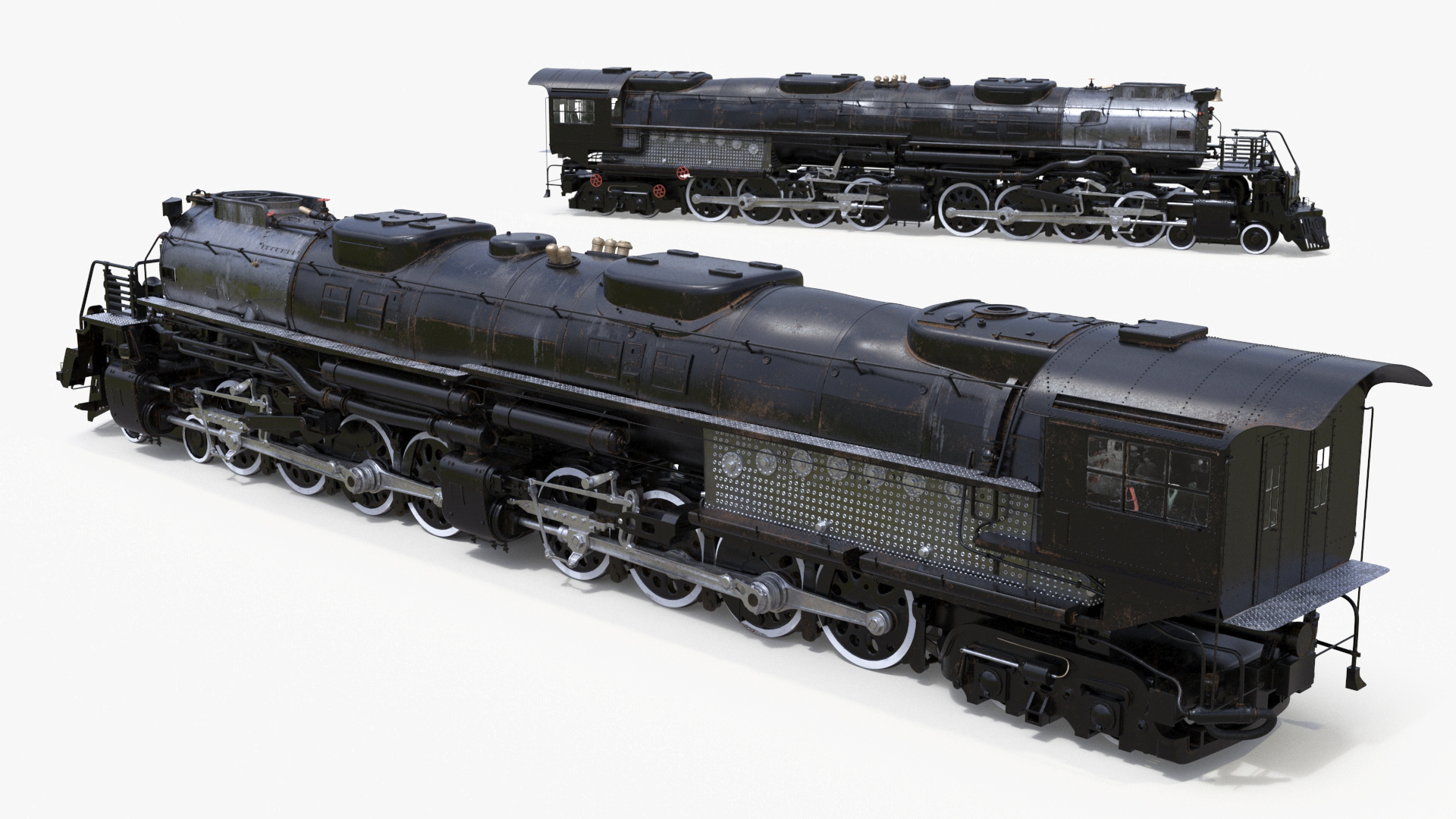 3D Worn Locomotive Rigged for Maya