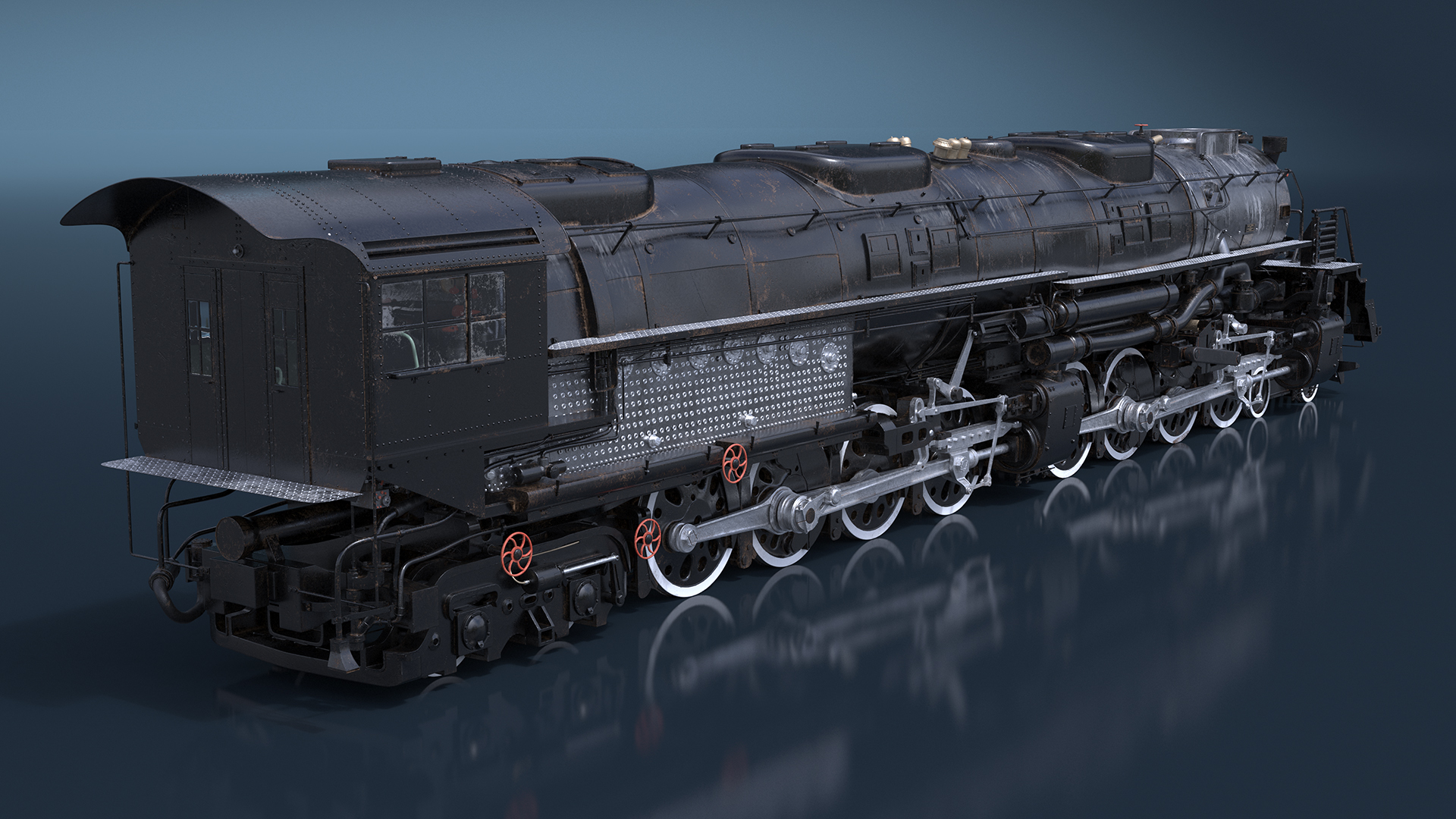 3D Worn Locomotive Rigged for Maya