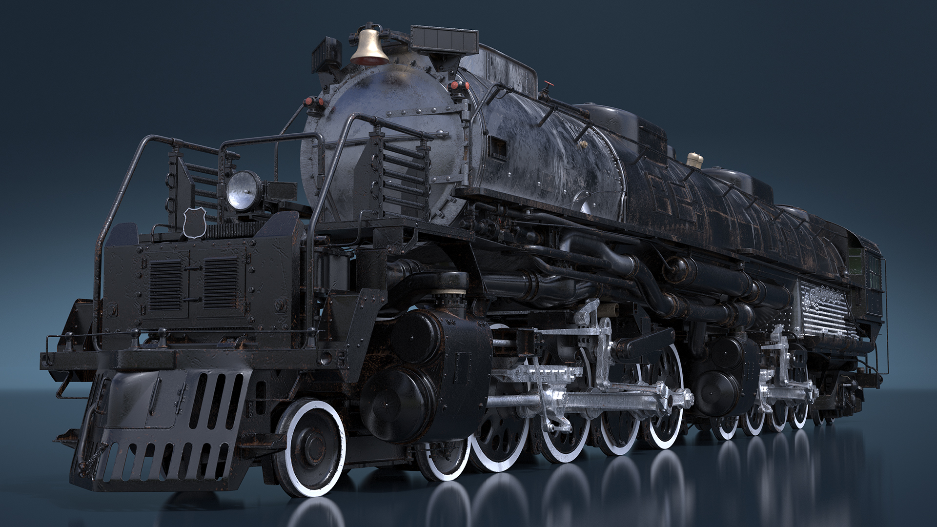 3D Worn Locomotive Rigged for Maya
