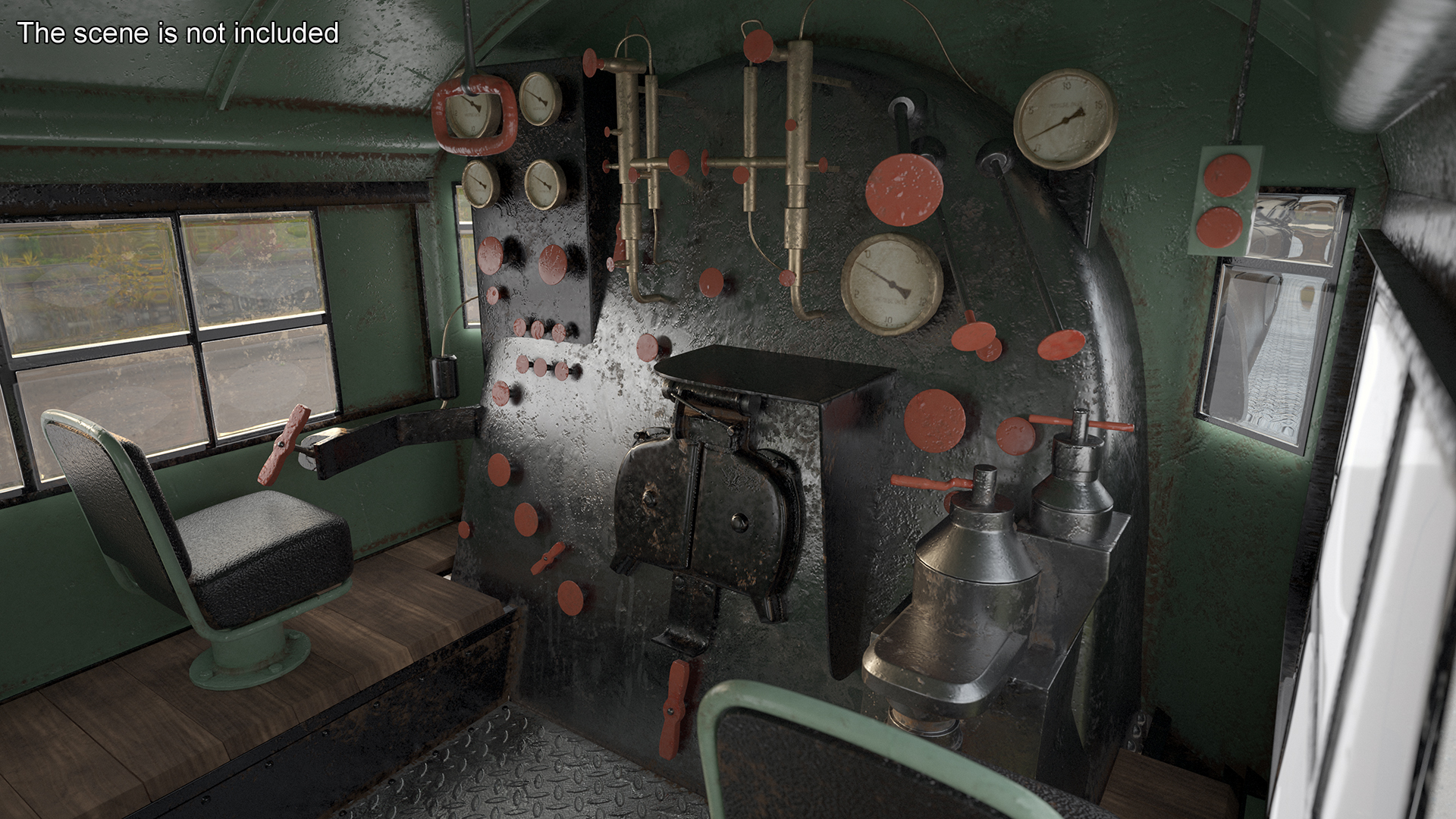 3D Worn Locomotive Rigged for Maya