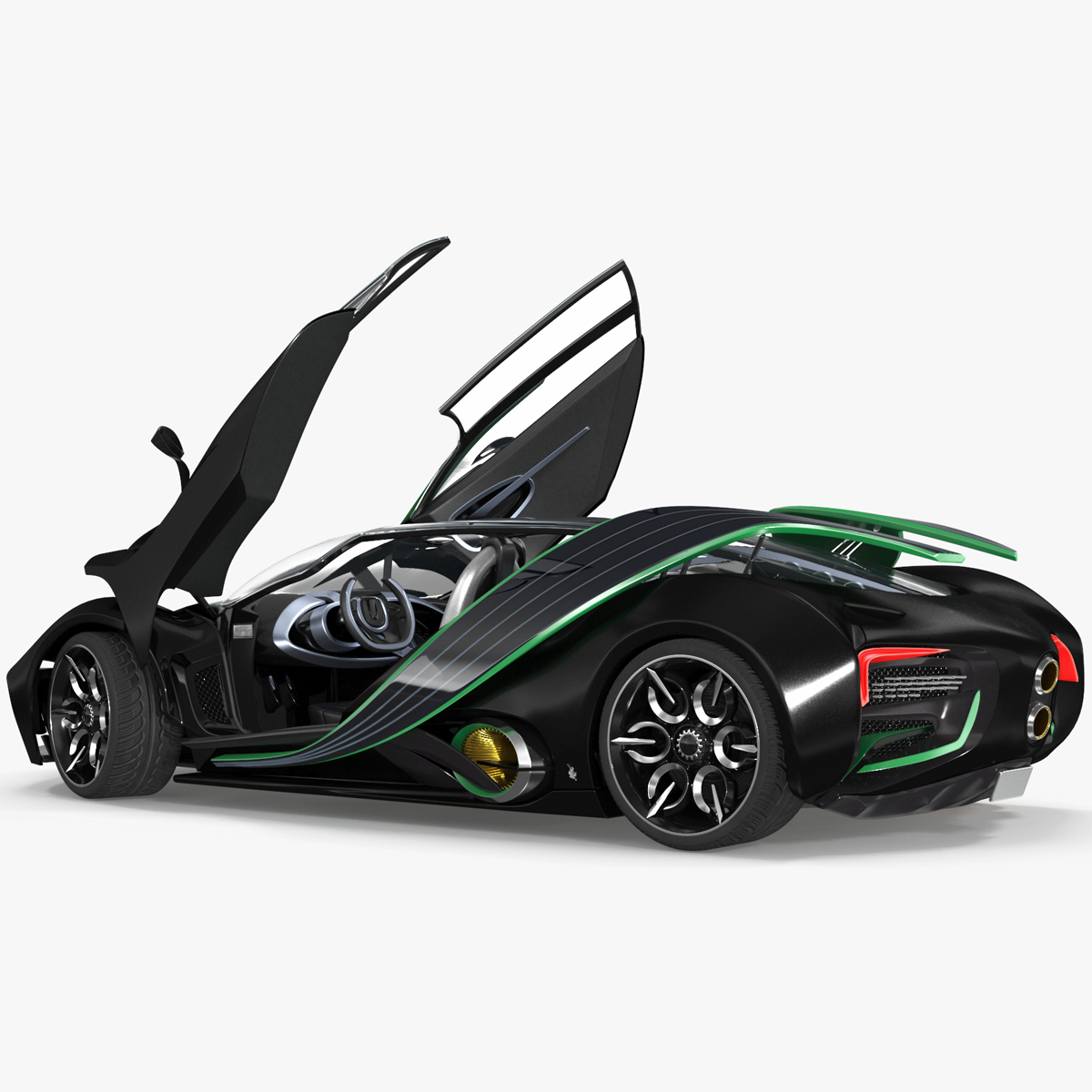 Future Racing Car Black Rigged for Cinema 4D 3D model