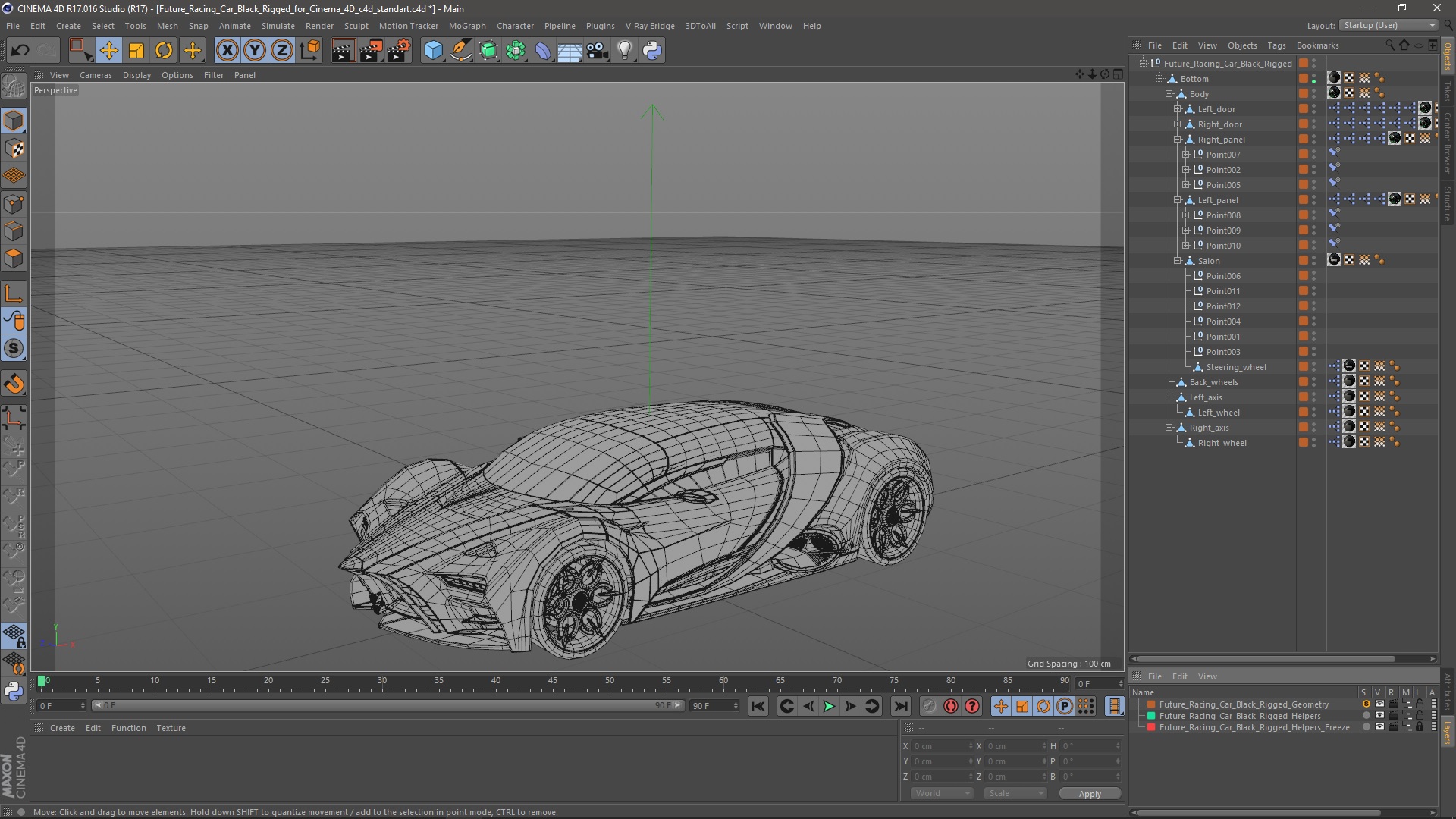 Future Racing Car Black Rigged for Cinema 4D 3D model
