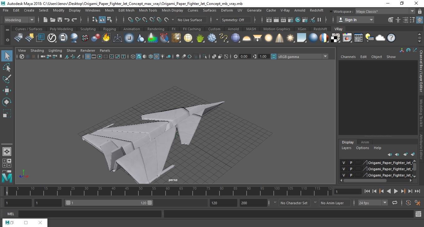 3D Origami Paper Fighter Jet Concept model