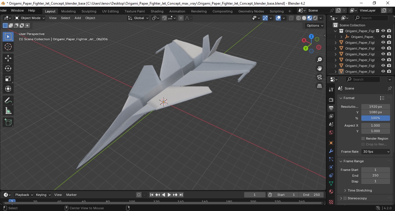 3D Origami Paper Fighter Jet Concept model