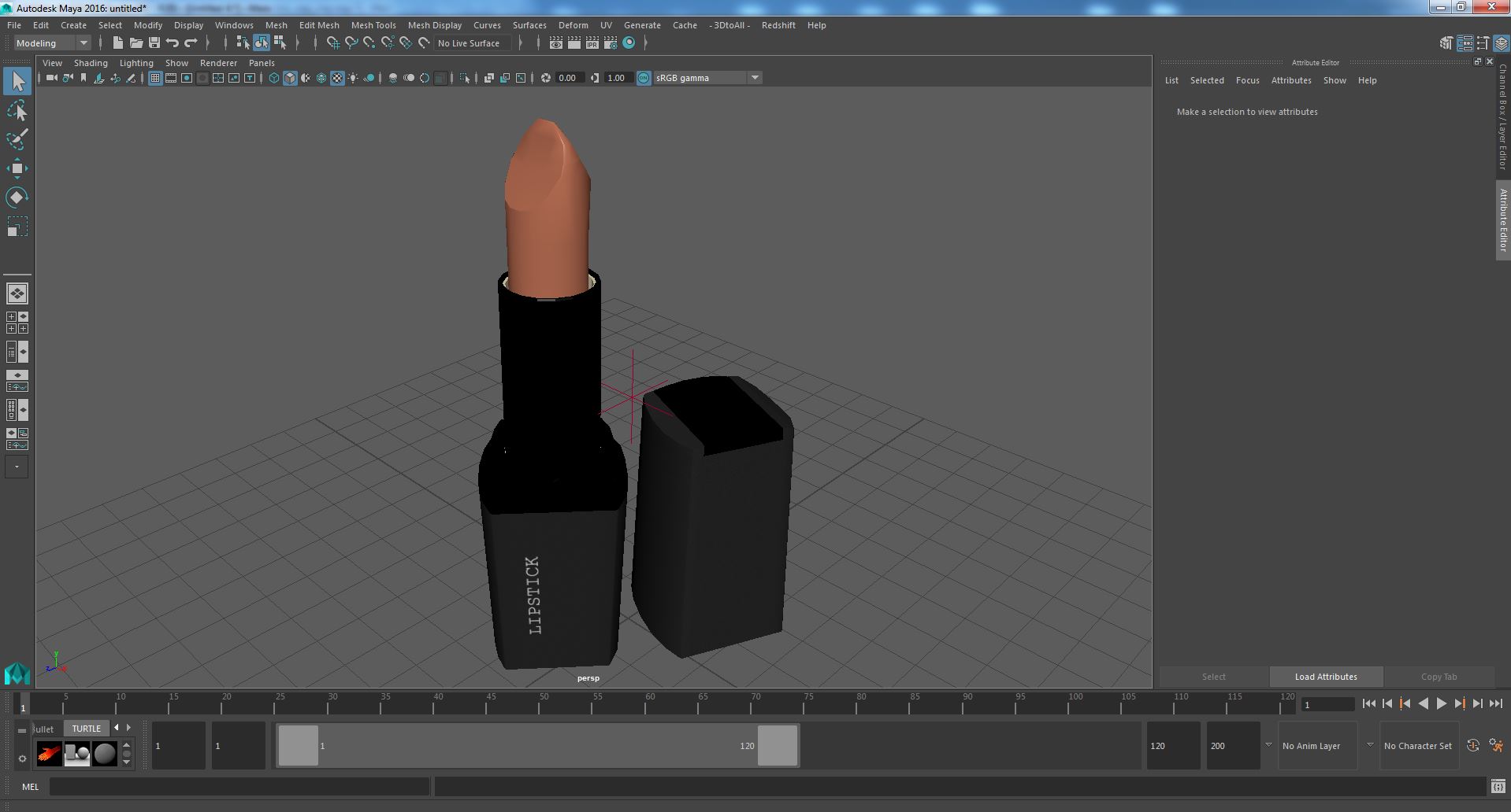Brown Color Square Lipstick 3D