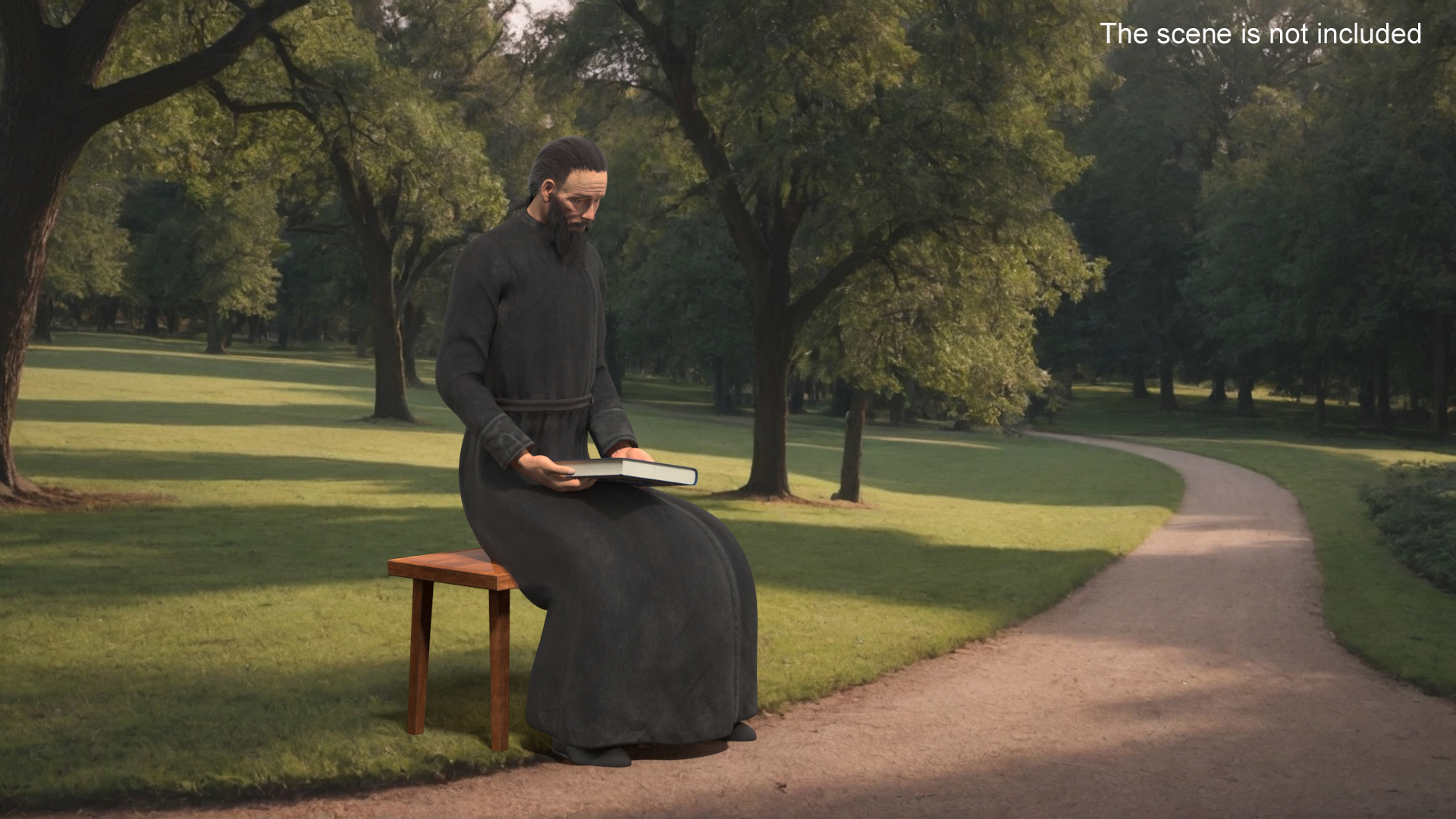 Sitting Orthodox Monk Wearing Cassock 3D