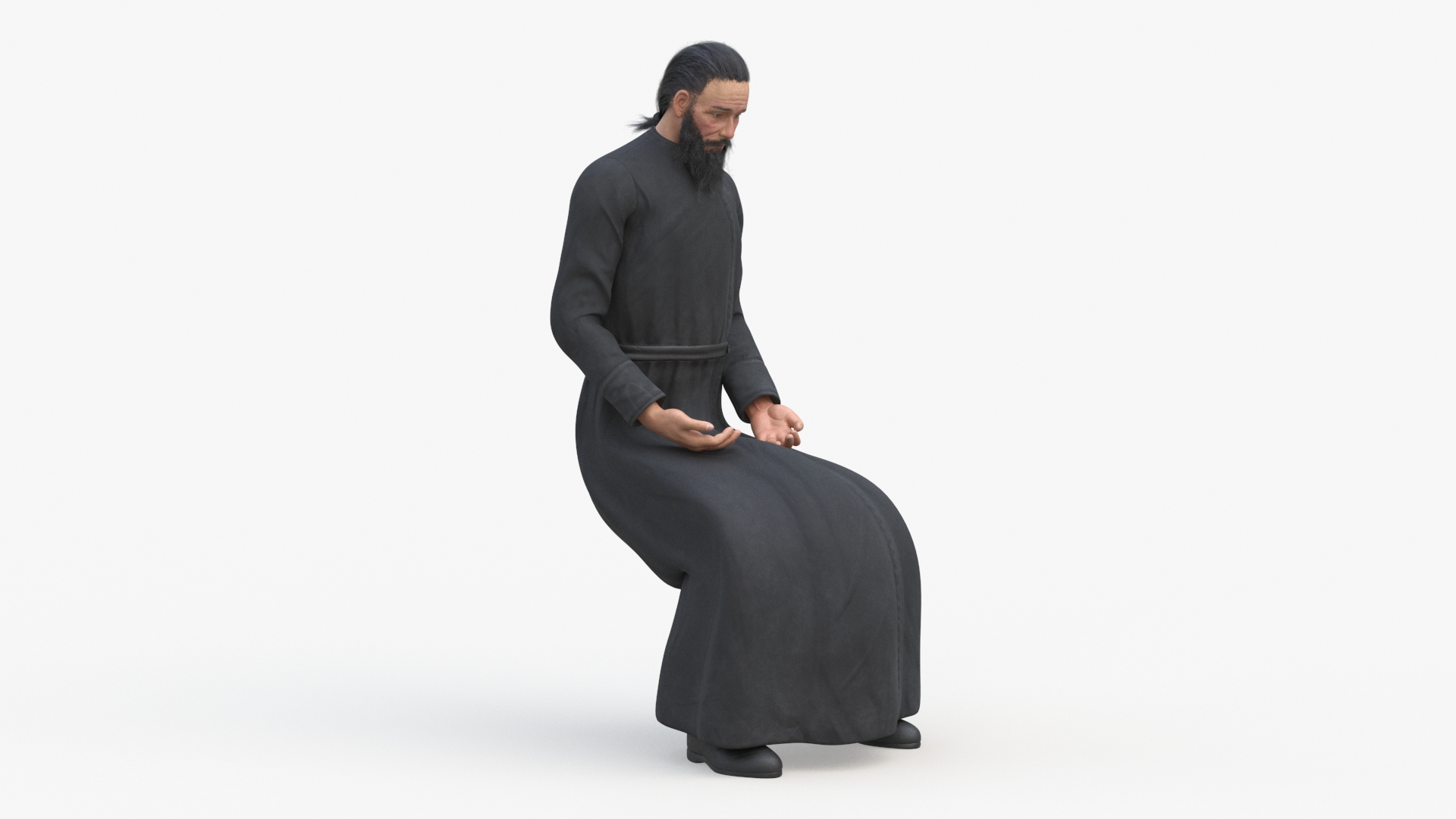 Sitting Orthodox Monk Wearing Cassock 3D
