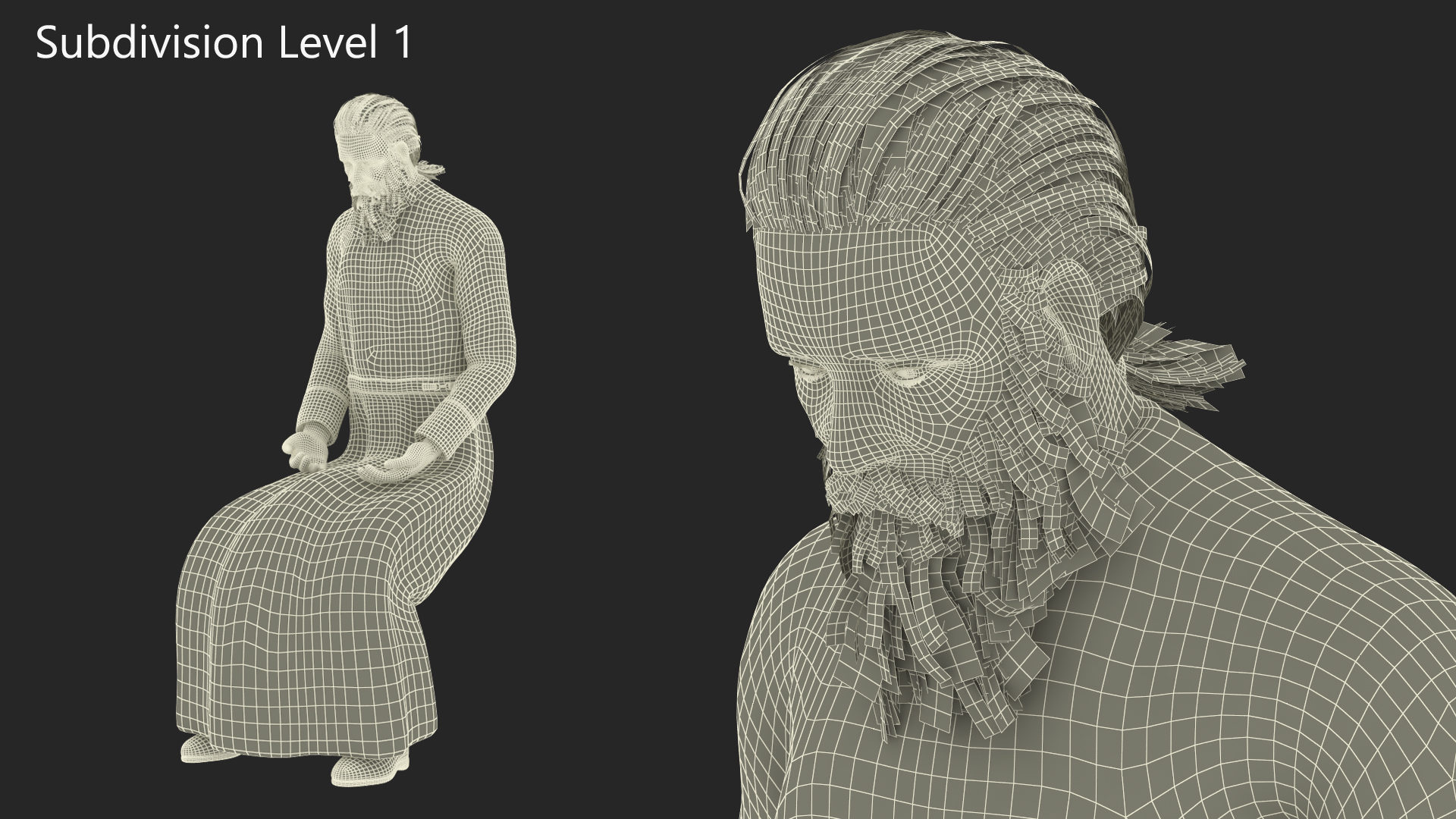 Sitting Orthodox Monk Wearing Cassock 3D