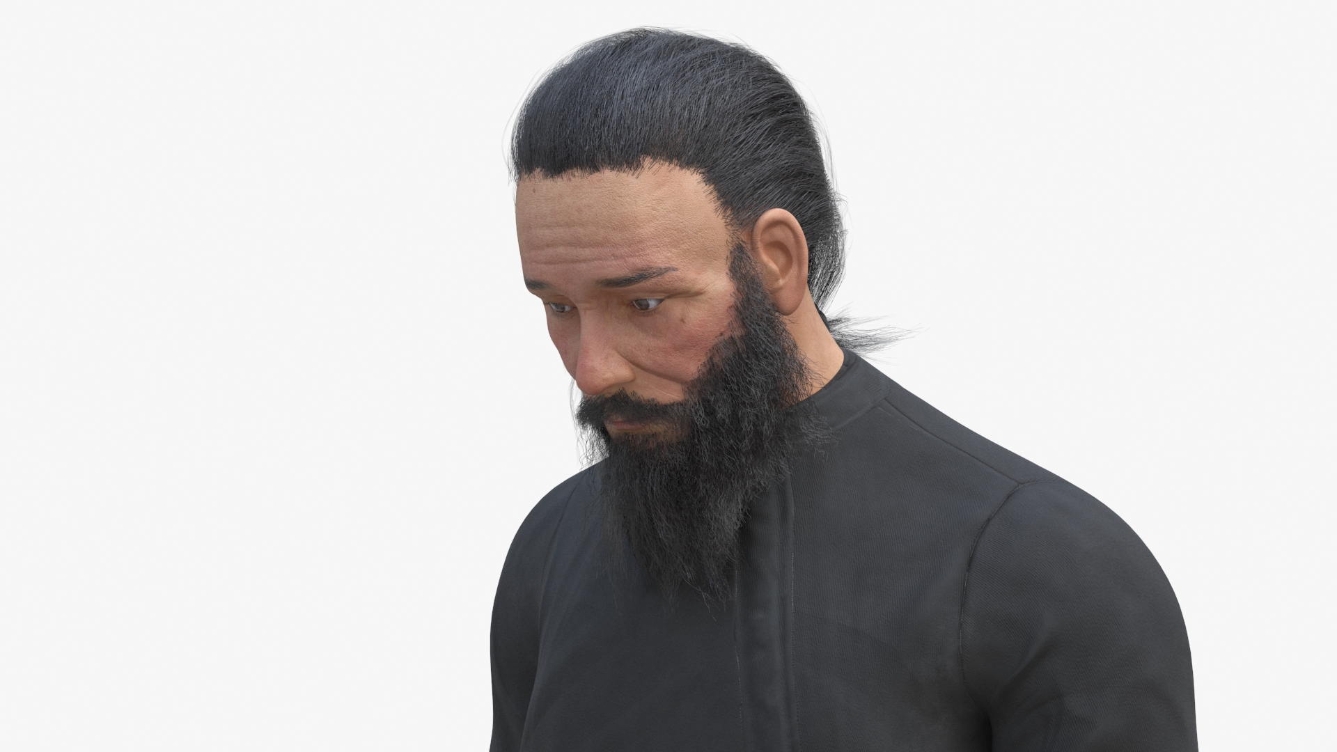 Sitting Orthodox Monk Wearing Cassock 3D