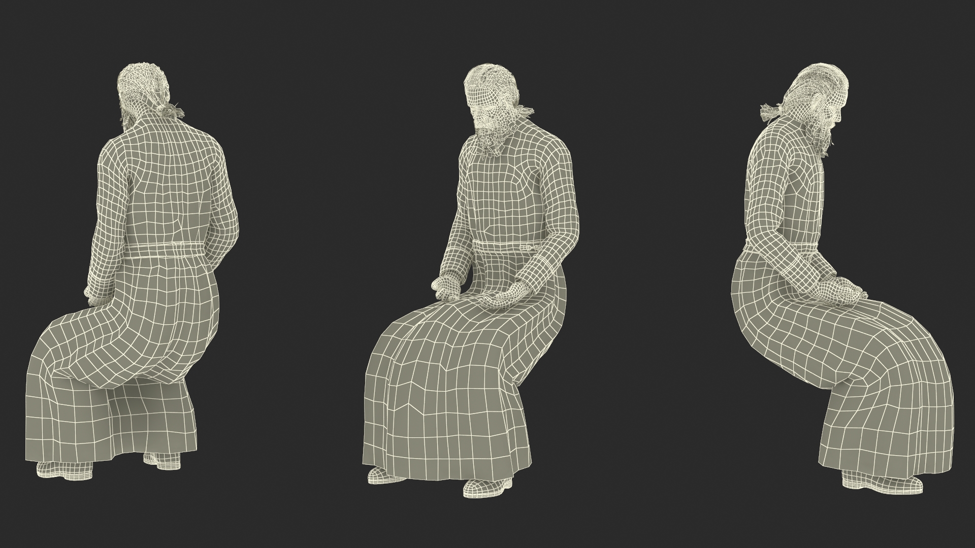 Sitting Orthodox Monk Wearing Cassock 3D