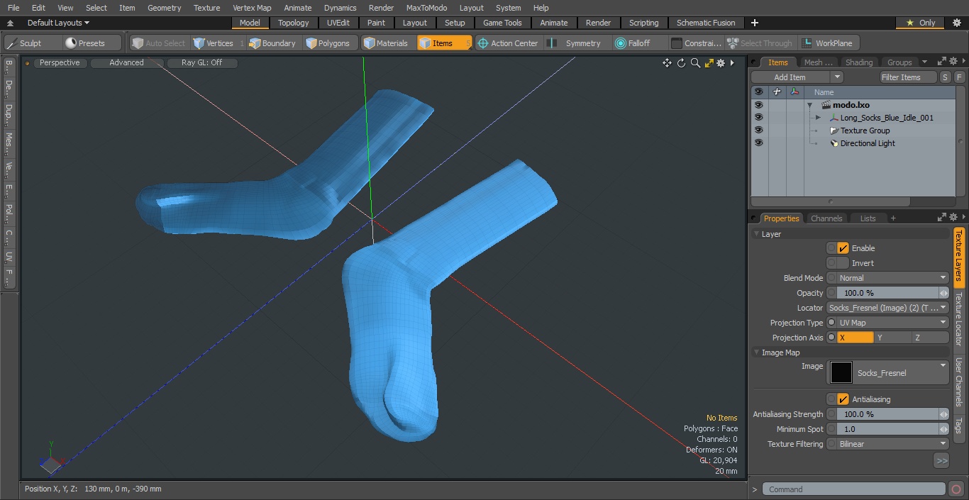 3D model Long Socks Blue Idle