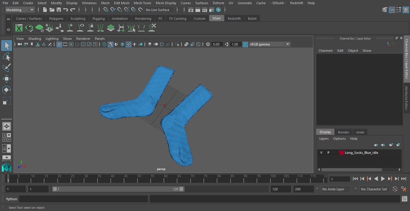 3D model Long Socks Blue Idle