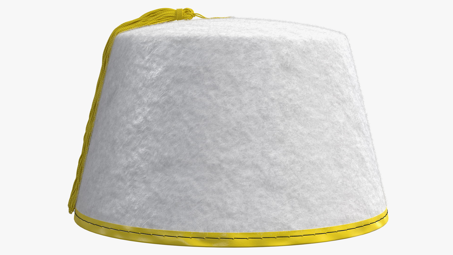 3D model Traditional Arabic White Fez Hat With Yellow Tassel Fur