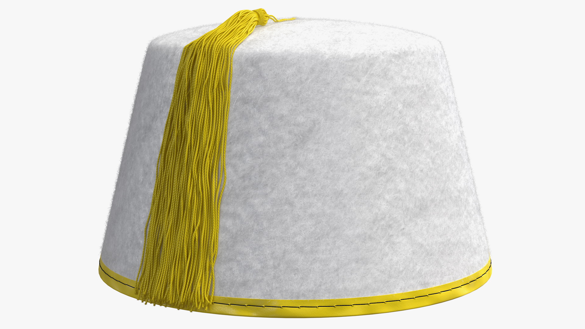 3D model Traditional Arabic White Fez Hat With Yellow Tassel Fur