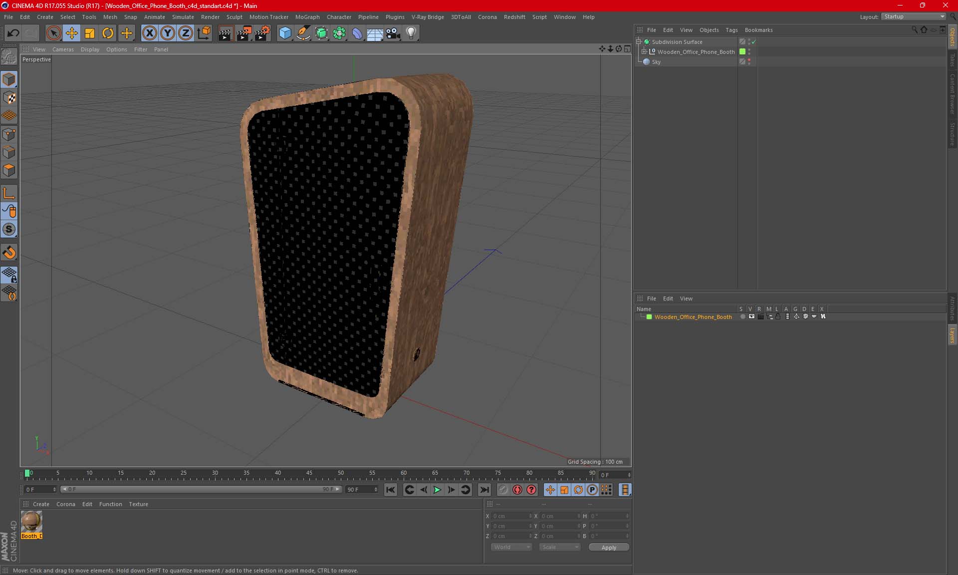 3D model Wooden Office Phone Booth