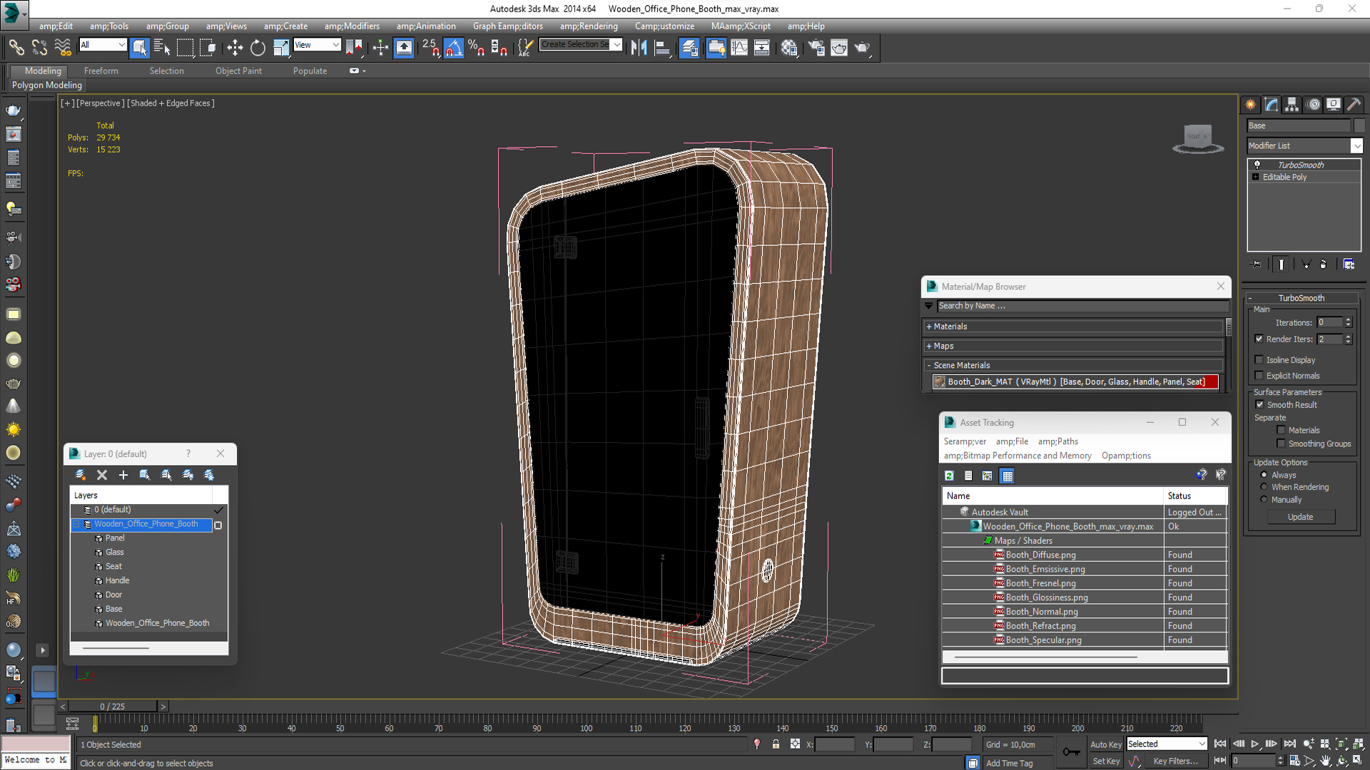 3D model Wooden Office Phone Booth