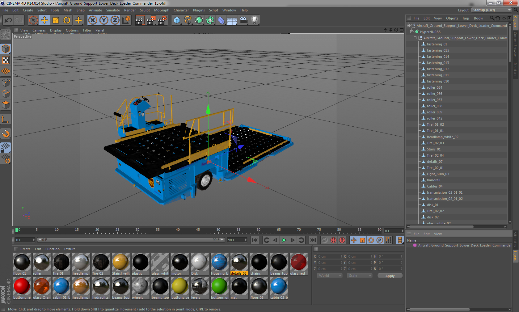 Aircraft Ground Support Lower Deck Loader Commander 15 3D model