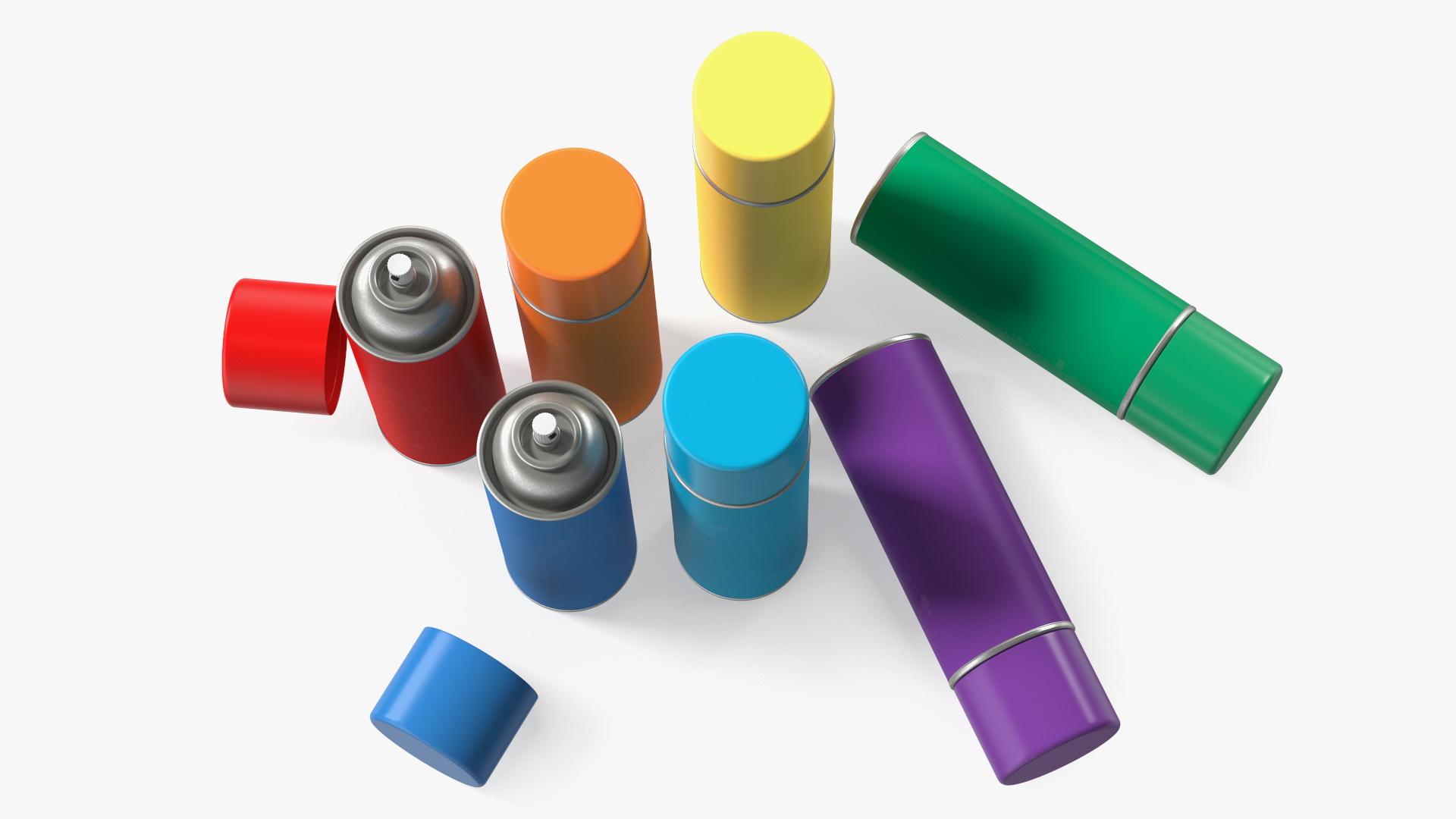 3D Recycling Aerosol Cans Rainbow Colors Set