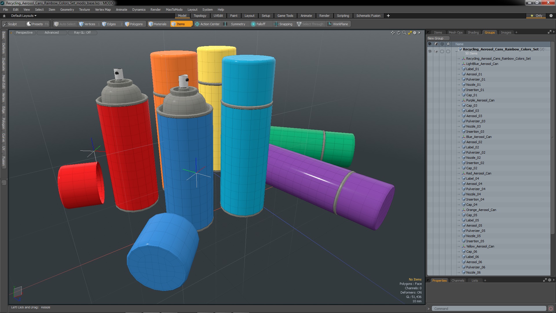3D Recycling Aerosol Cans Rainbow Colors Set
