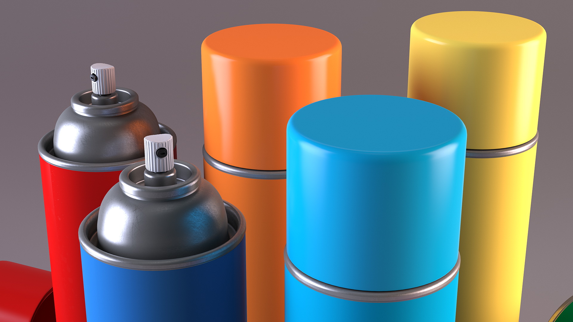 3D Recycling Aerosol Cans Rainbow Colors Set