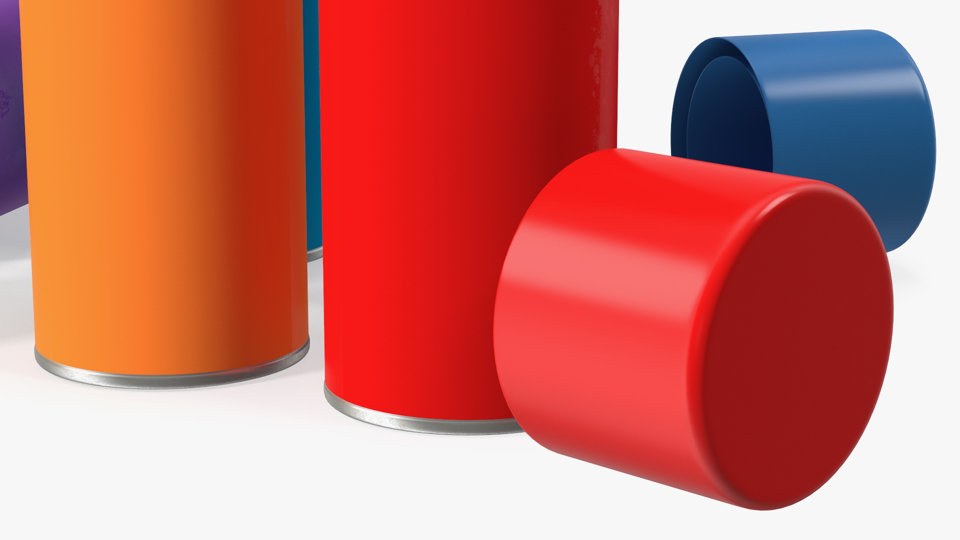 3D Recycling Aerosol Cans Rainbow Colors Set