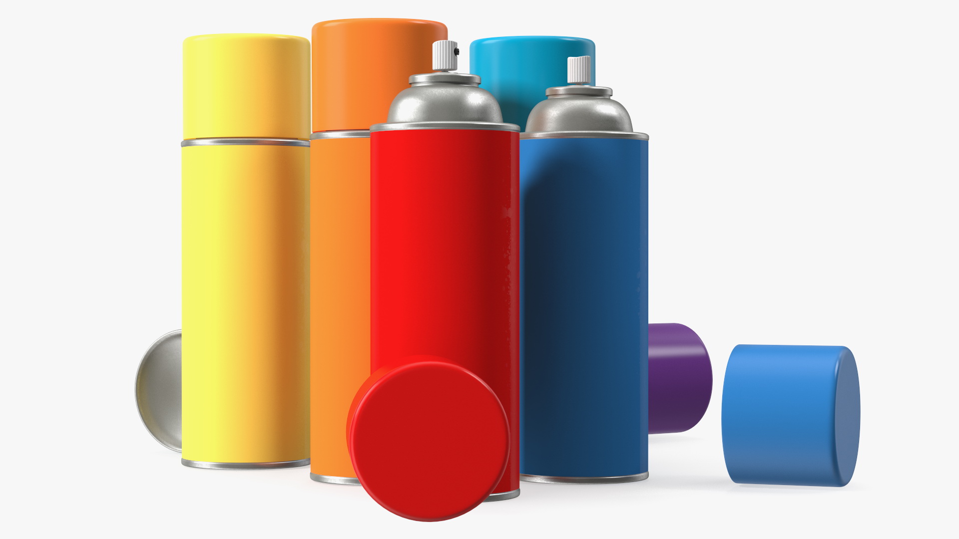 3D Recycling Aerosol Cans Rainbow Colors Set