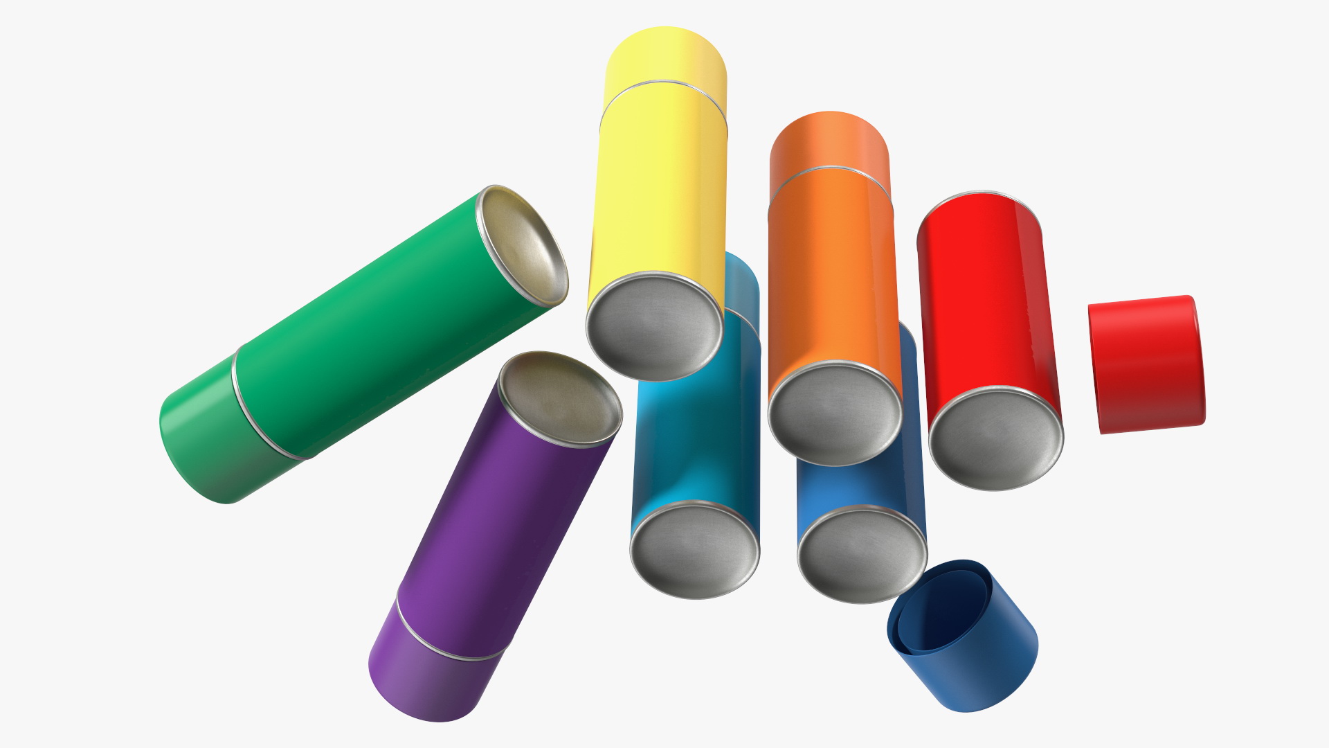 3D Recycling Aerosol Cans Rainbow Colors Set