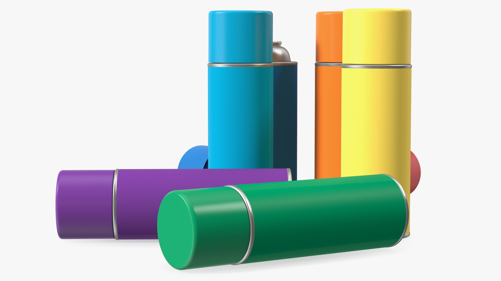 3D Recycling Aerosol Cans Rainbow Colors Set