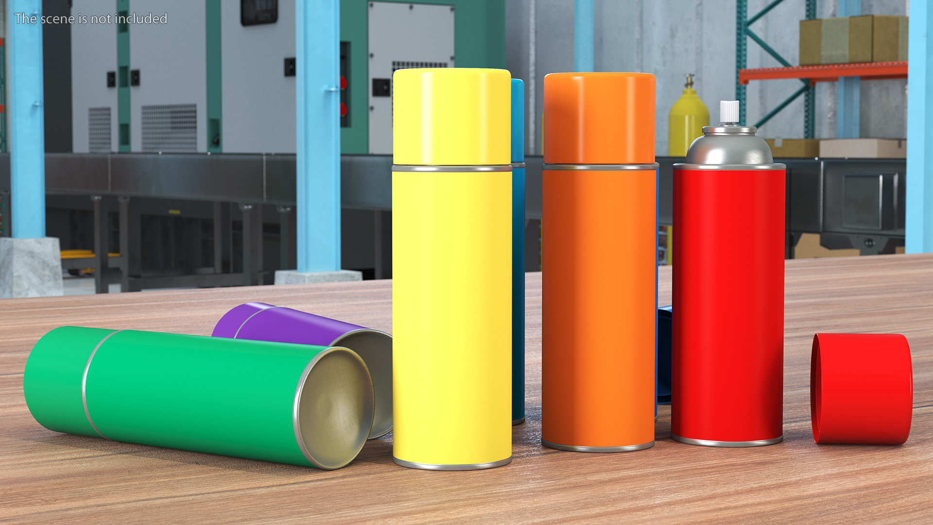 3D Recycling Aerosol Cans Rainbow Colors Set