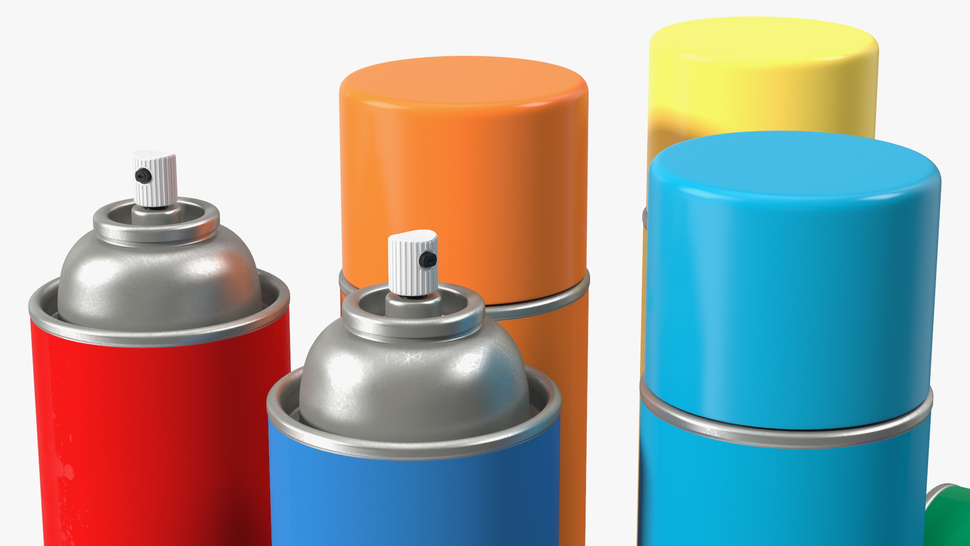 3D Recycling Aerosol Cans Rainbow Colors Set