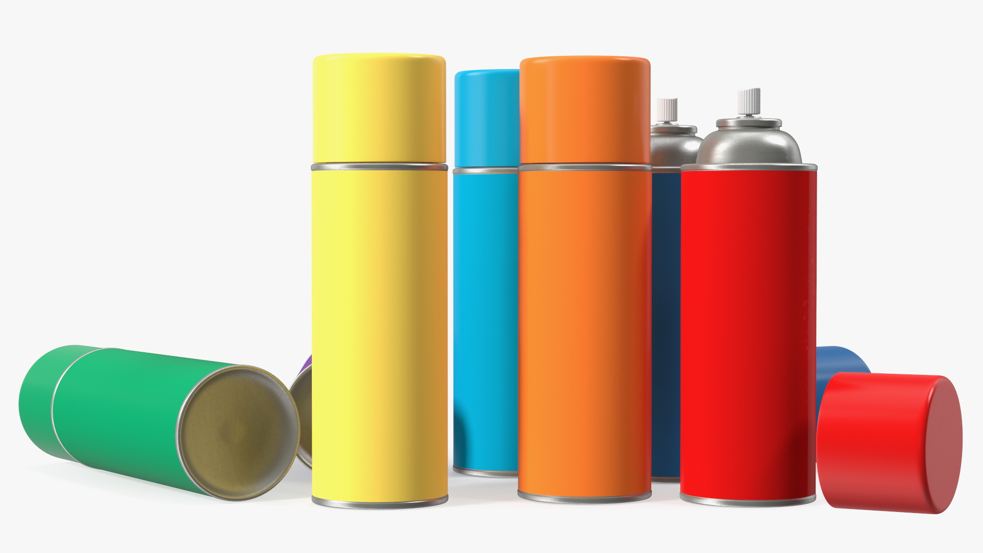 3D Recycling Aerosol Cans Rainbow Colors Set