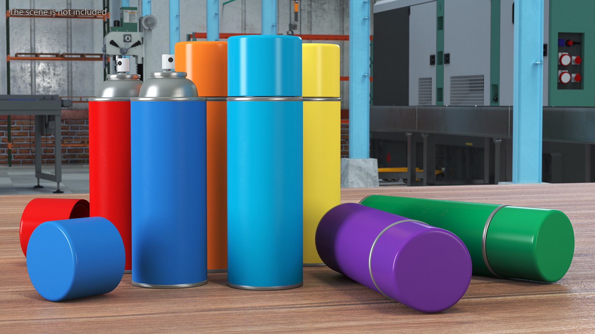 3D Recycling Aerosol Cans Rainbow Colors Set