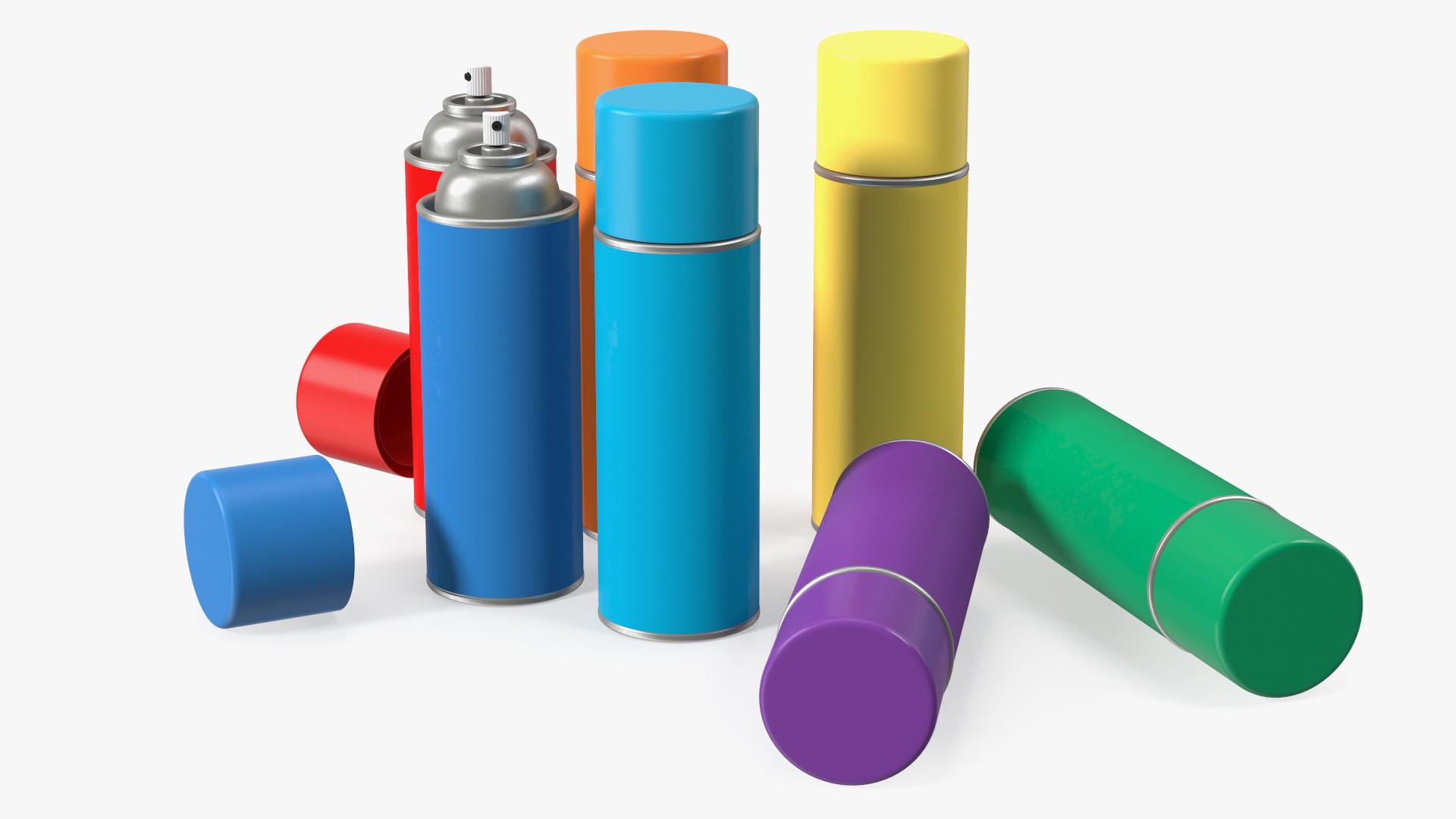3D Recycling Aerosol Cans Rainbow Colors Set