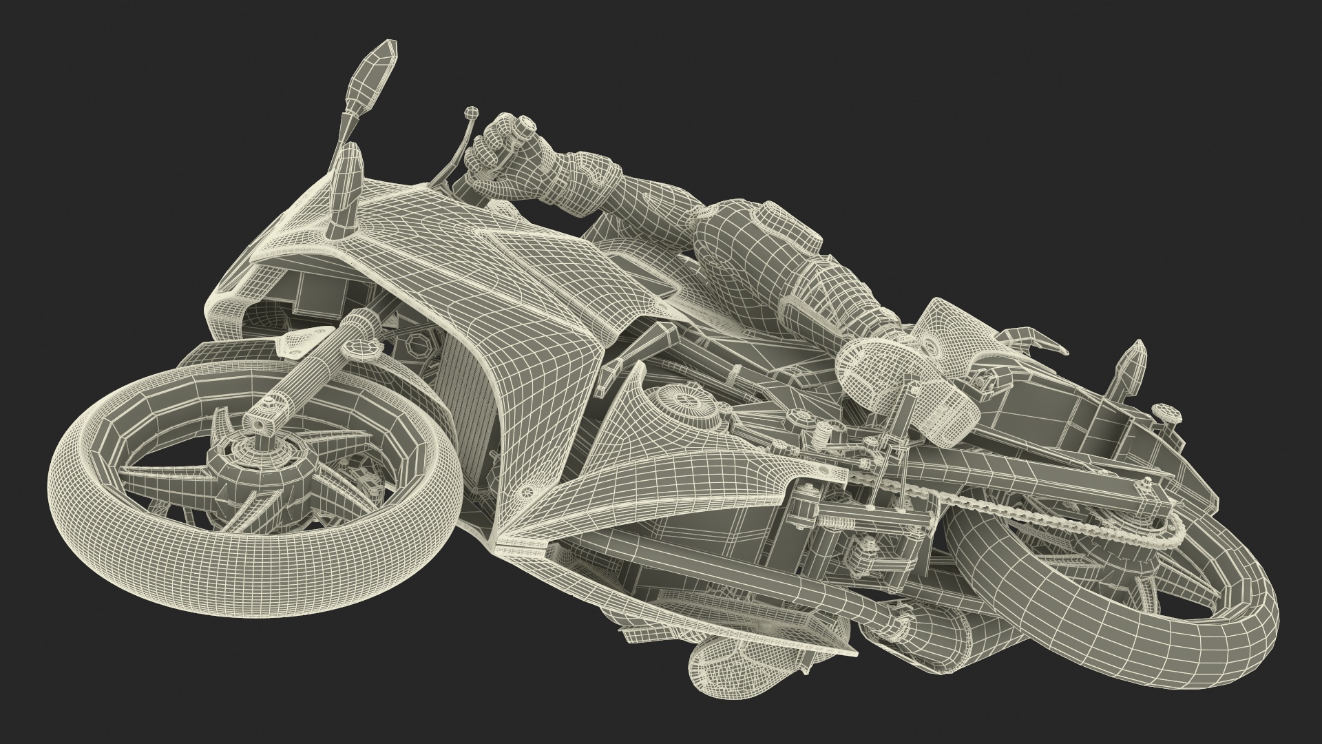 3D model Honda Motorcycle with Rider Turning
