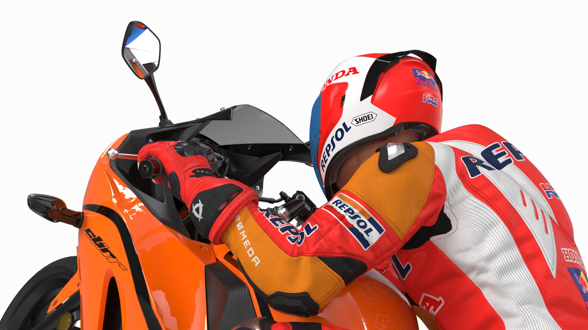 3D model Honda Motorcycle with Rider Turning