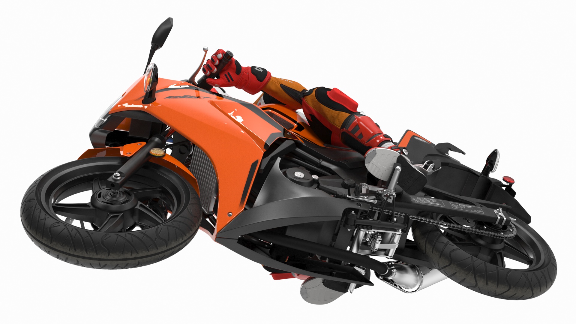 3D model Honda Motorcycle with Rider Turning