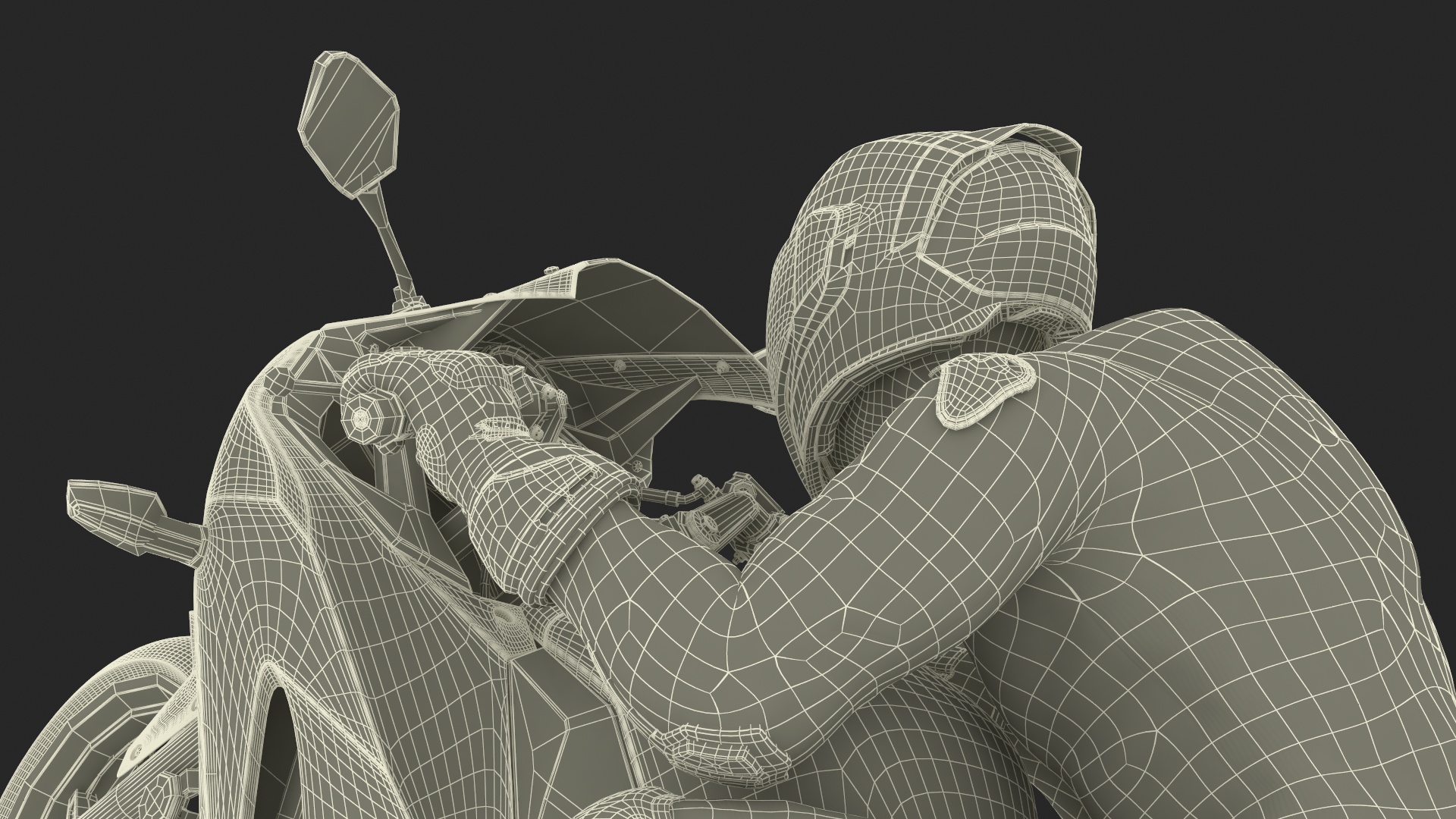3D model Honda Motorcycle with Rider Turning