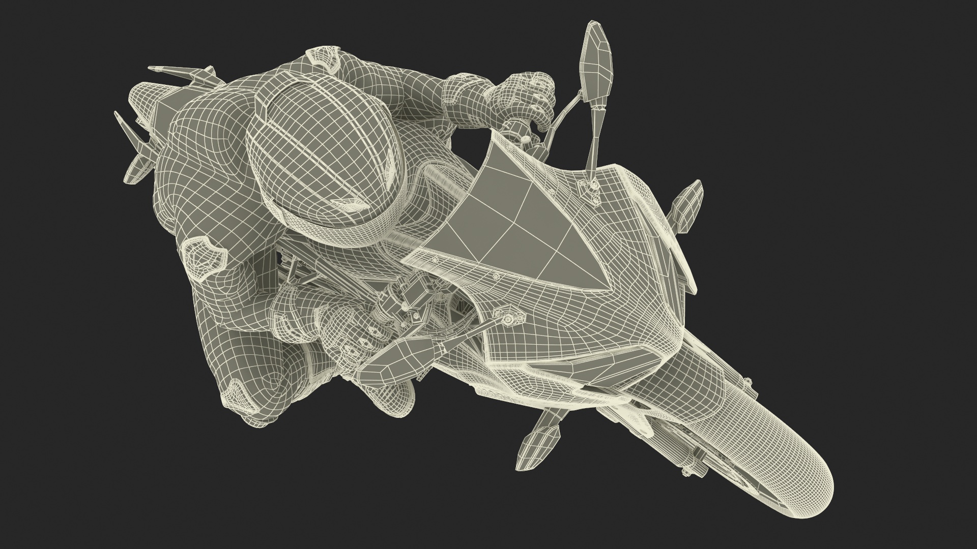 3D model Honda Motorcycle with Rider Turning