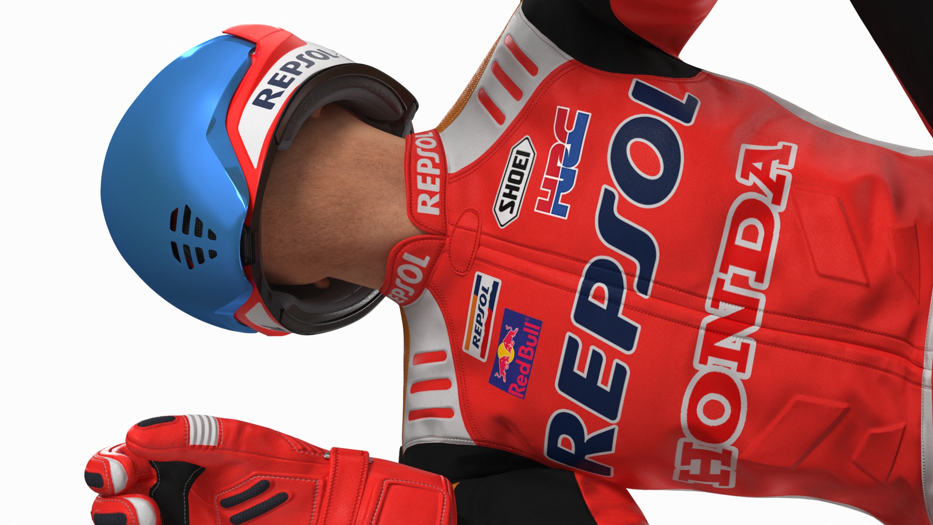 3D model Honda Motorcycle with Rider Turning