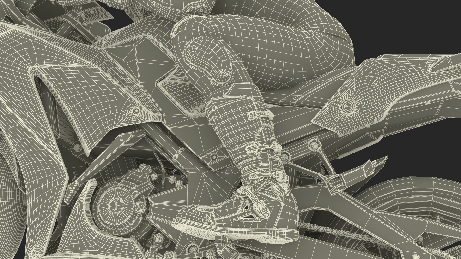 3D model Honda Motorcycle with Rider Turning