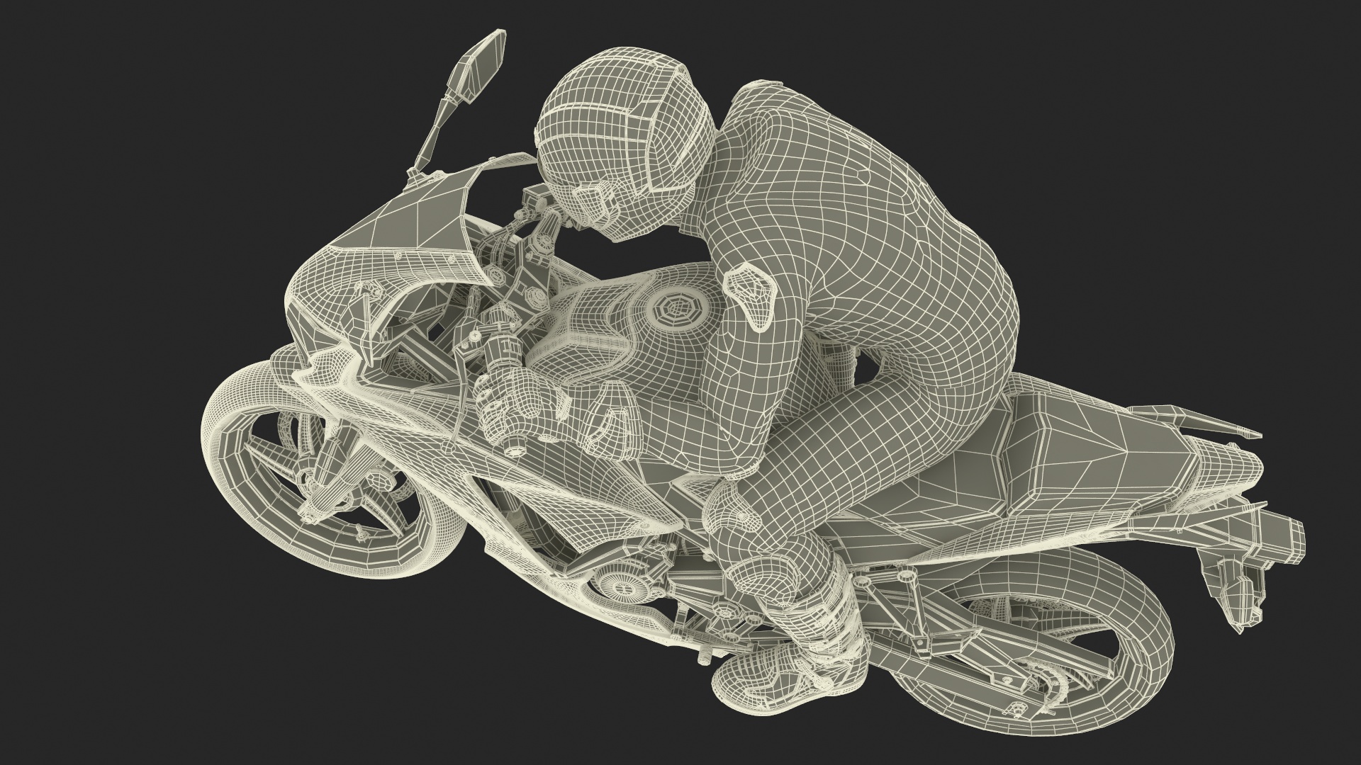 3D model Honda Motorcycle with Rider Turning